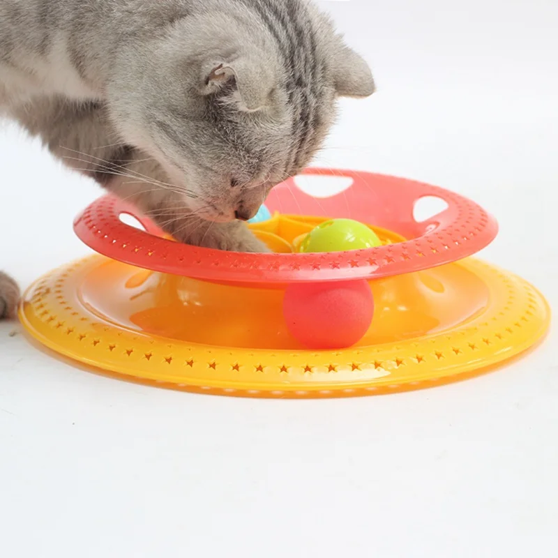 Пластик Cat Кормление рыб и водные принадлежности башня треков диска Кот игрушка развлечений полки play station Pet Товары для кошек Triple Play диск мяч Игрушечные лошадки Жуэ чат