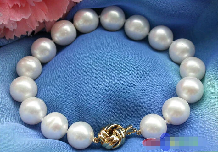 

hot sale FREE SHIPPING *******AA++ 8" 12mm white round freshwater cultured pearl bracelet