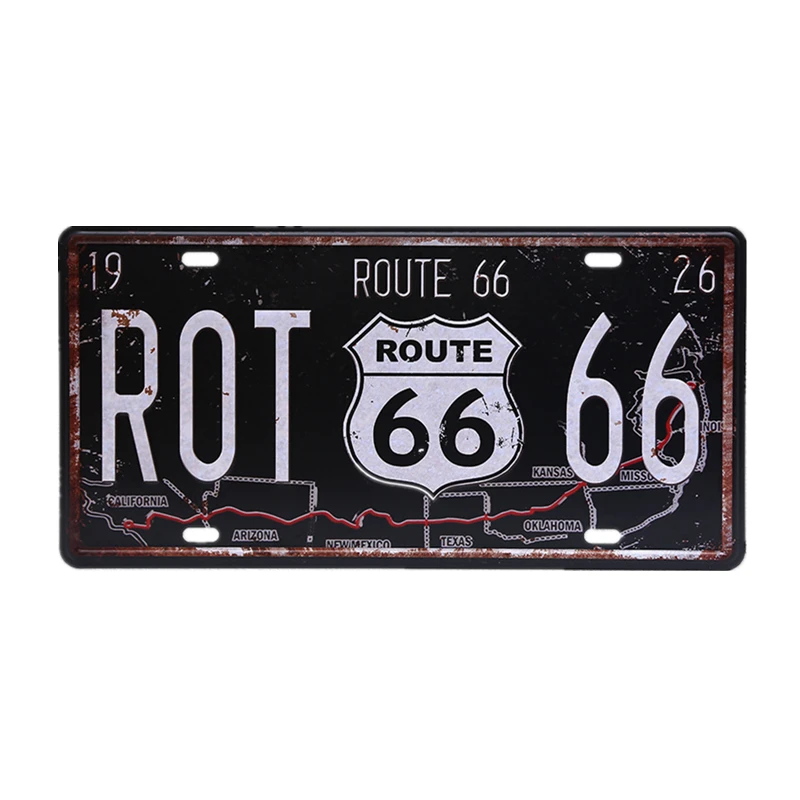 Ретро Route 66 Металл Легенда Мотоциклы Автомобильные декоративные номерные знаки