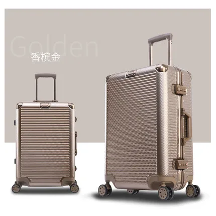 Алюминиевая рама+ PC прокатный багажный чехол для чемодана, 2" 24" 2" 29" дюймов тележка чехол, Nniversal колесо Carry-On, Hardside Drag box - Цвет: golden