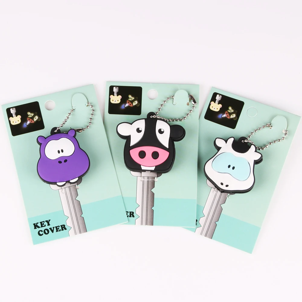 

Cute Cartoon Silicone Light Key Cover Cap Mickey Hello Kitty Keychain Women Bag Charm Accessories Key Chains Porte Clef