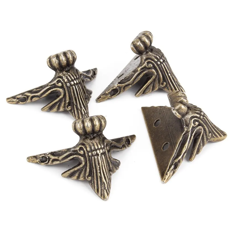 

4/8pcs Imitation Bronze Small Feet Zinc Alloy Foot Vintage zinc alloy wooden box legs wrap angle hardware Supporting Corner4x3cm