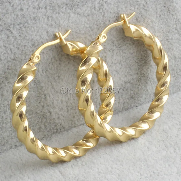 Us 7 03 12 Off One Pair Gold Stainless Steel Twisted Wire Round Hoop Earrings For Fashion Women 5 37mm In From Jewelry Accessories Us 7 03 12 Off One Pair Gold Stainless Steel Twisted Wire Round Hoop Earrings For Fashion Women 5 37mm In From Jewelry Accessories