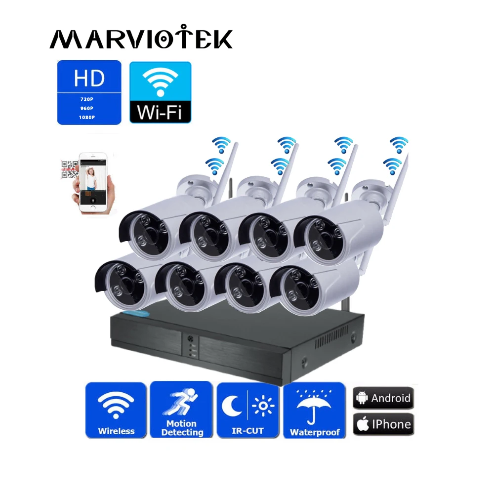 

8ch CCTV Camera System Security Camera System WiFi camera set 8 x 1080P IP camera WiFi NVR Kit Video Surveillance System Outdoor