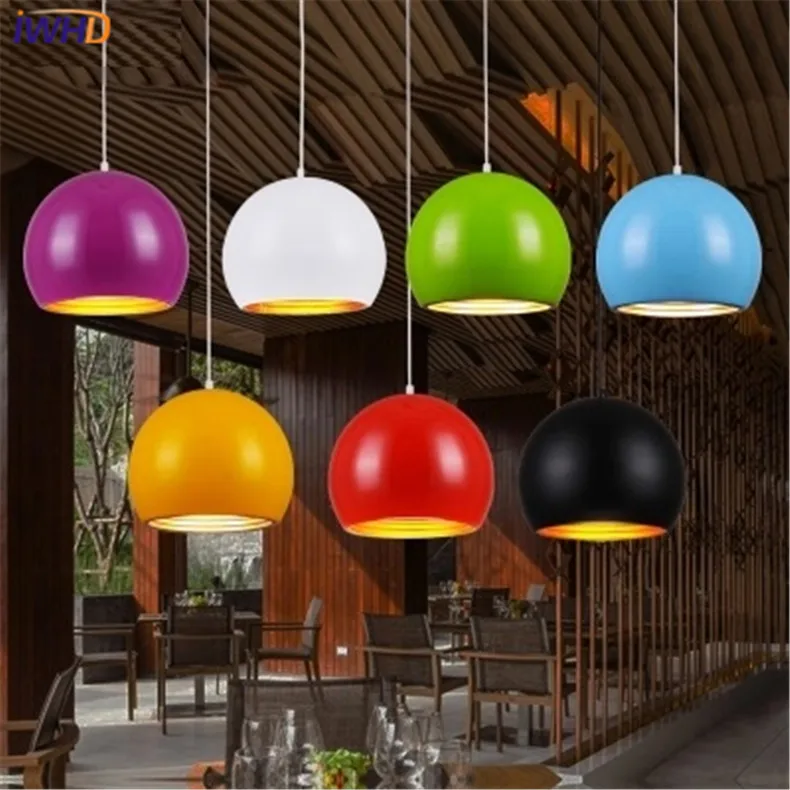 

IWHD American Style Hemisphere Modern Pendant Light LED indoor Decoration Hanging Lights 120cm Wire E27 / E26 Socket Droplight