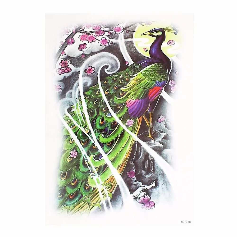 1 Piece Flower Arm Body Art Decal Tattoo Peacock Wintersweet Pattern Design Temporary Tattoo Sticker DIY Product for Women HB718