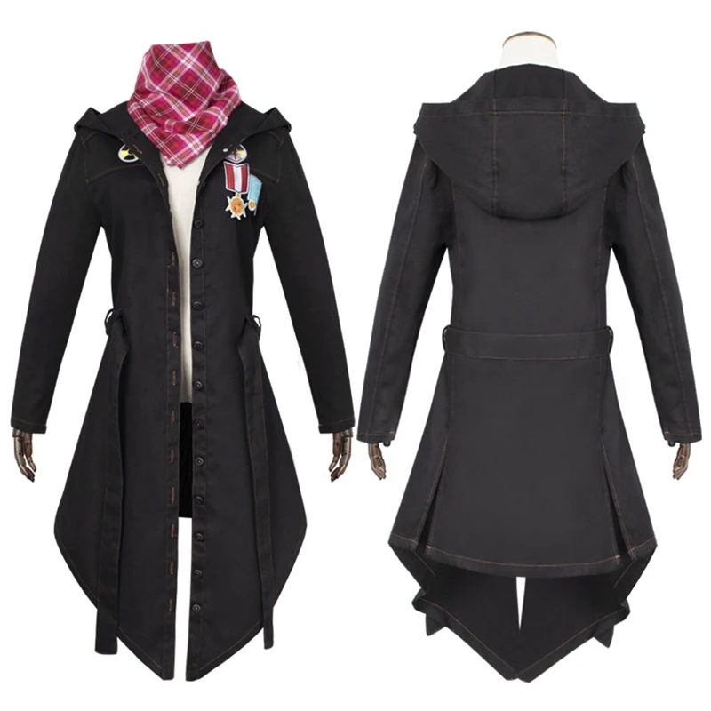  Fashion For Game PUBG Winner Cosplay Trench Coat Black Print Button hooded Jacket Cloak New Costume