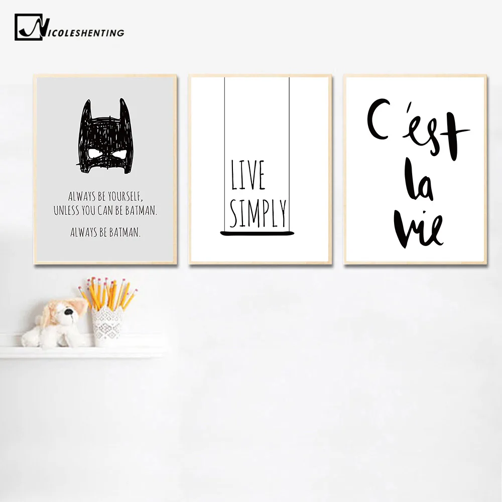 Cartoon Batman Quote Motivational Poster Print Wall Art Canvas Painting Life Picture for Living Room Decoration Home Decor|quotes pictures|picture