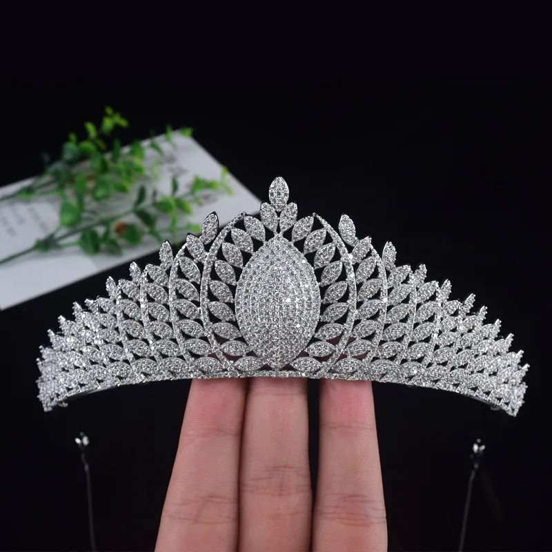 Jonnafe Luxury Full Cubic Zirconia Bridal Crown Wedding Tiara Hair