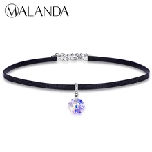 MALANDA круглыми бусинами и кристаллами от Сваровски Чокеры ожерелья для Женская веревочная цепочка колье модные свадебные украшения