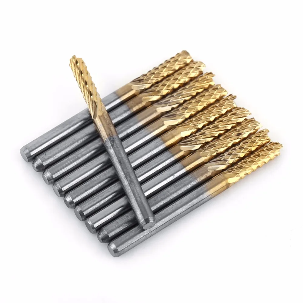 

10pcs/set 3.175mm Carbide End Mill 1/8" Shank Titanium Coated CNC PCB Engraving Bit Drill Bit Set Milling Cutter For Machine