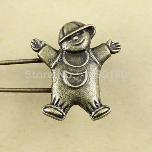 Random Mixed Alloy Antique Brass Vintage Brooch Safety Pins For Garment Accessories Scarf Clip Approx:52-68mm  2pcs