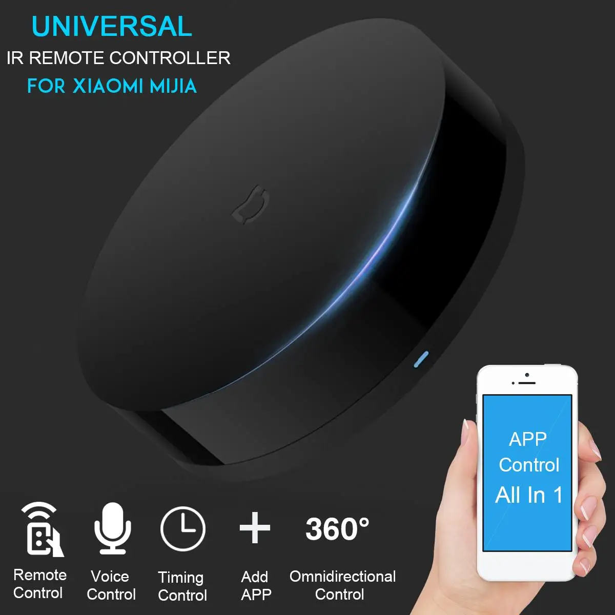 

NEW 1PCS AI Function Xiaomi Universal Smart Remote Controller Home Appliances WIFI+IR Switch 360 Degree for Air Conditioner TV