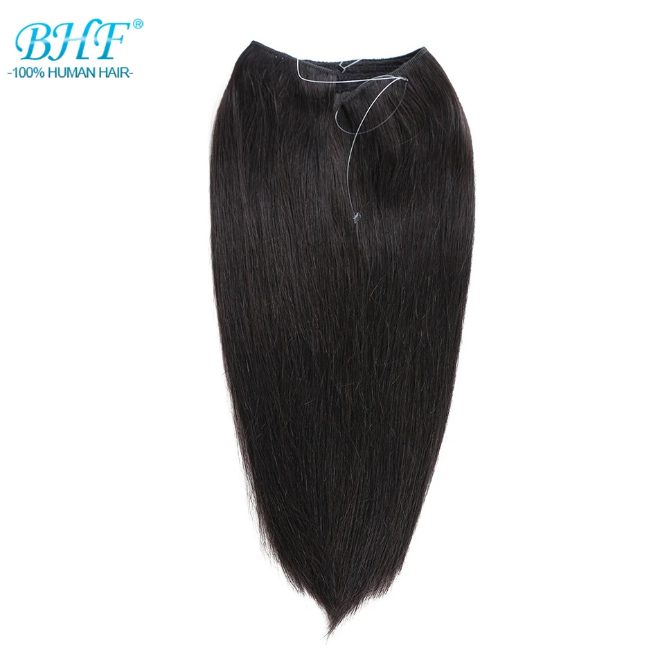 

BHF Machine Made Remy Fish Wire Straight 100% Human Hair Extensions Invisible Flip in Human Hair Extensions