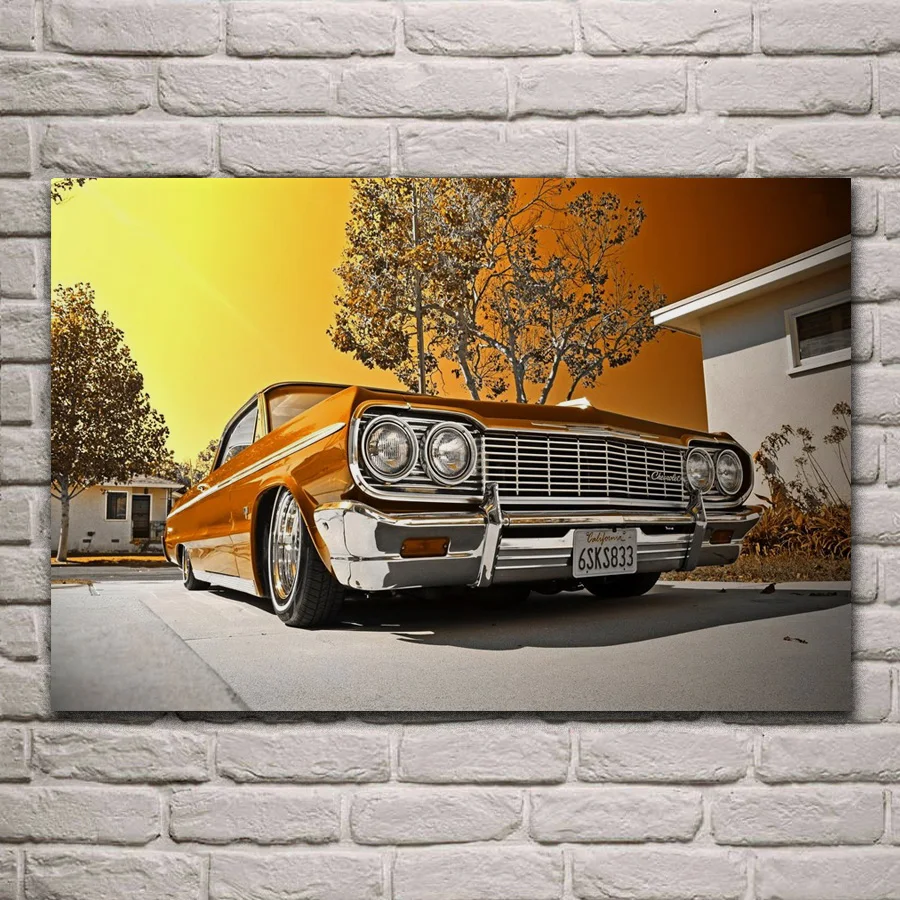 

1964 Impala Convertible Lowrider sports car HC057 living room home wall art decor wood frame fabric posters