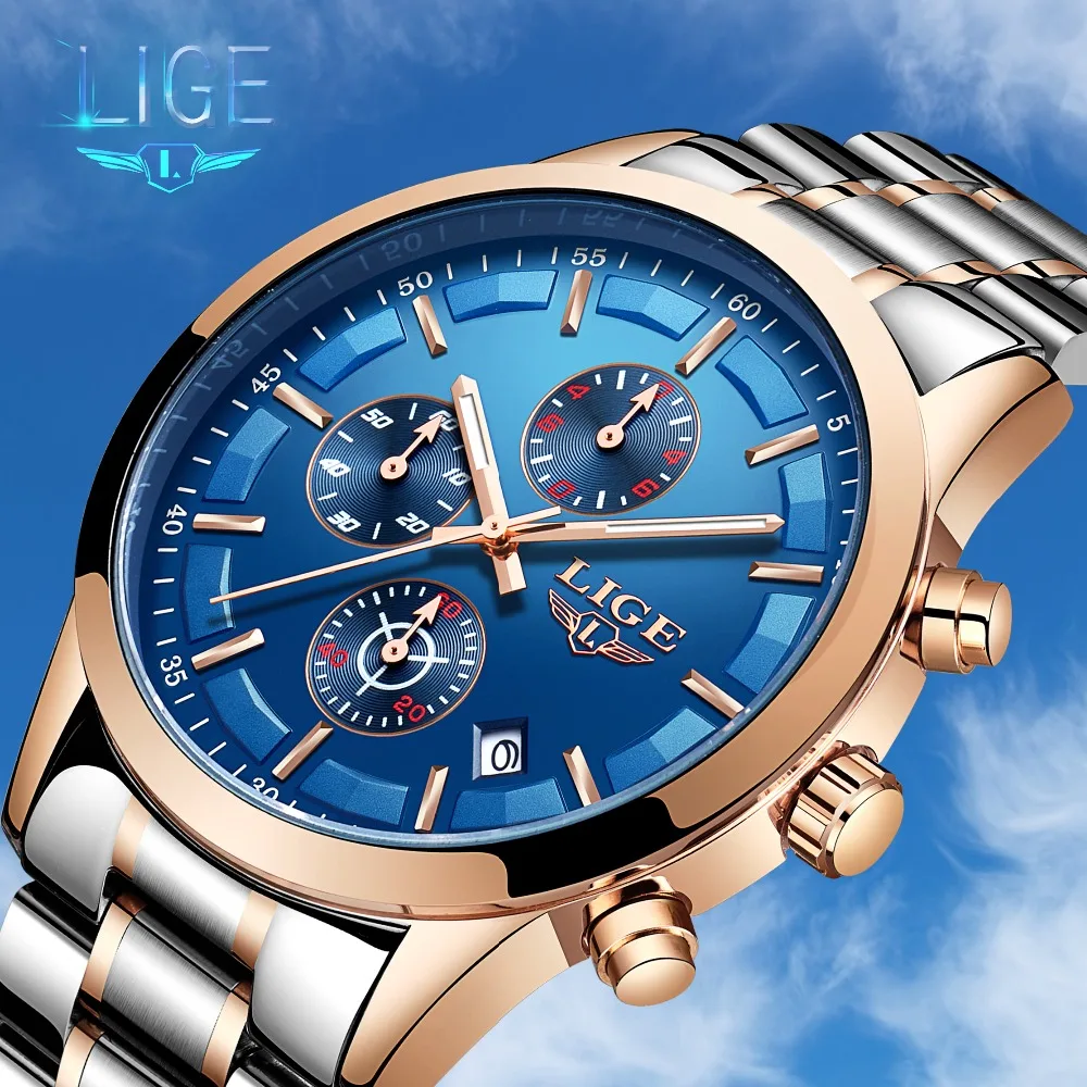 Relojes 2020 часы мужские LIGE модные спортивные кварцевые Топ бренд класса люкс Бизнес