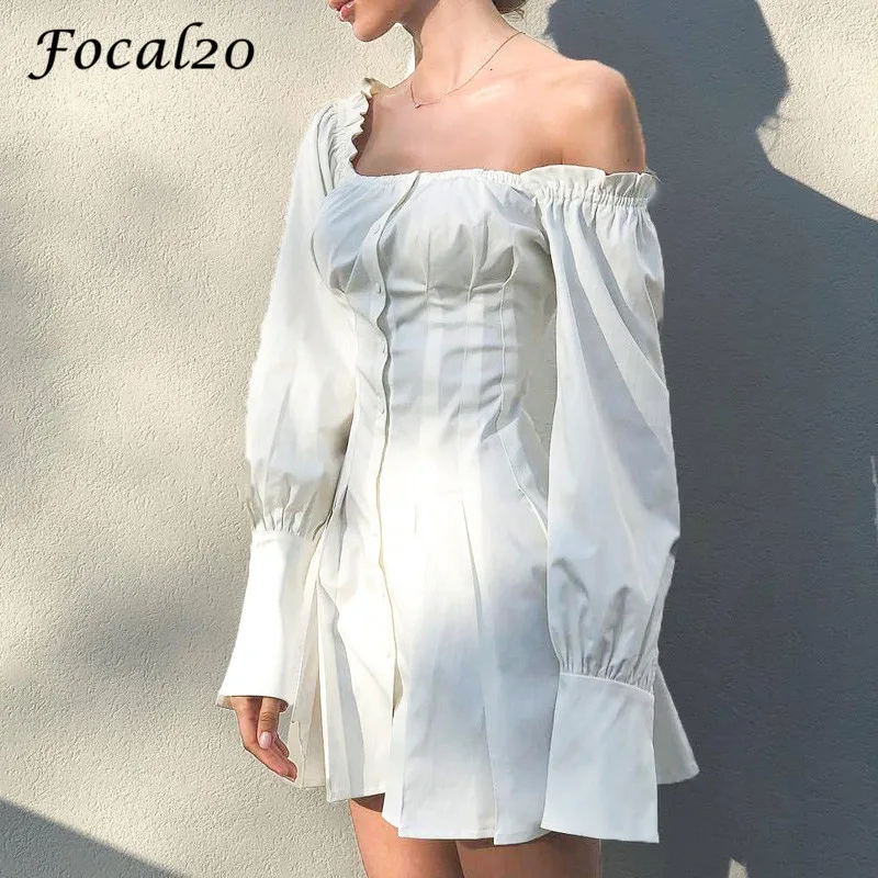 Женское облегающее платье Focal20 однотонное выше колена с открытыми плечами и