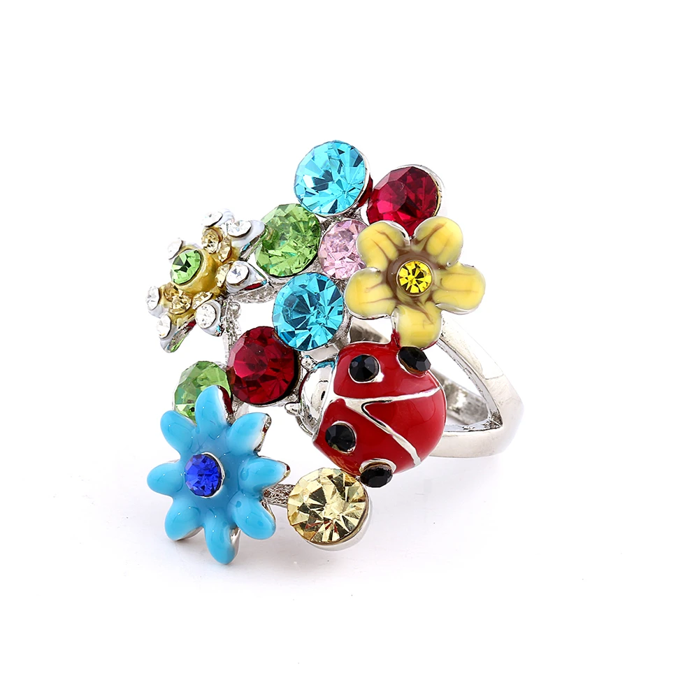 Factory Price New Flower and Insect Rings Colorful Sunflowers Cute