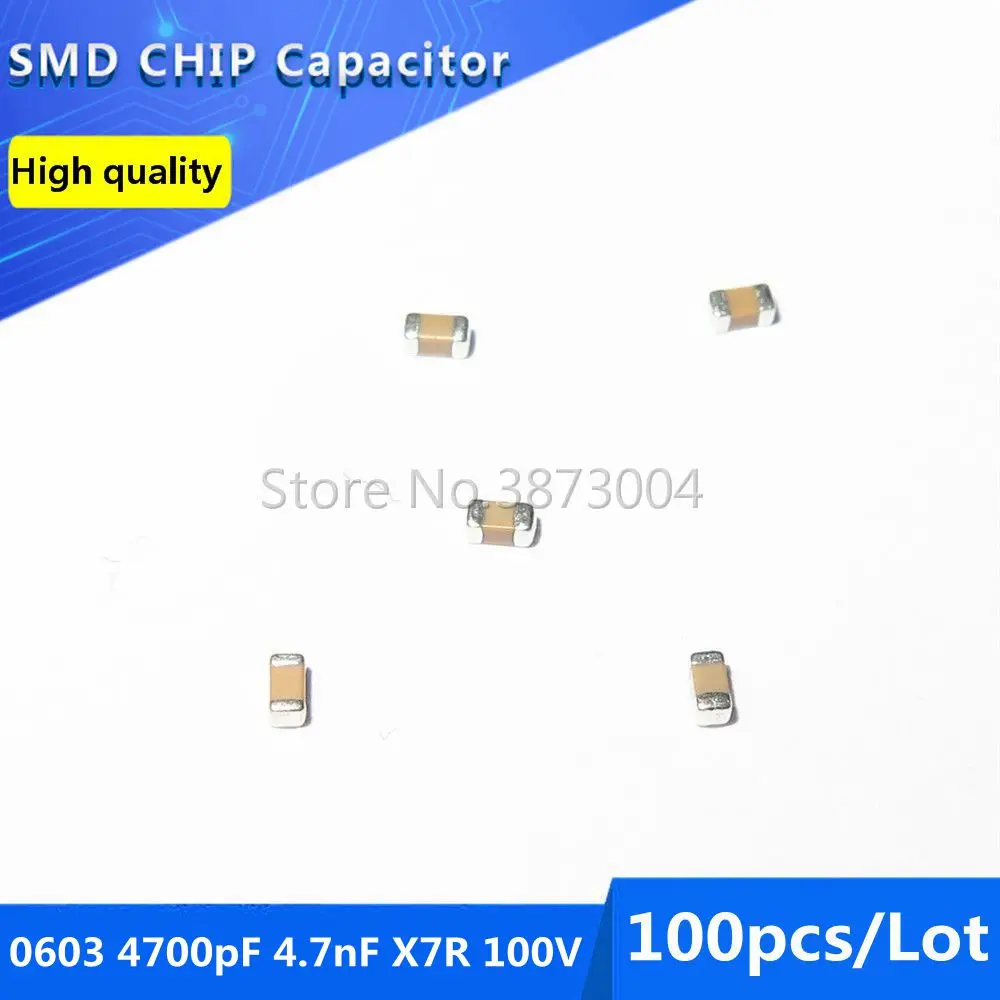 

100 шт. 0603 4700pF 4.7nF X7R 100V 10% SMD чип конденсатор