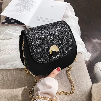 

New small bag female 2020 new Korean fashion sequins girl small bag Hong Kong wind single shoulder chain saddle bag