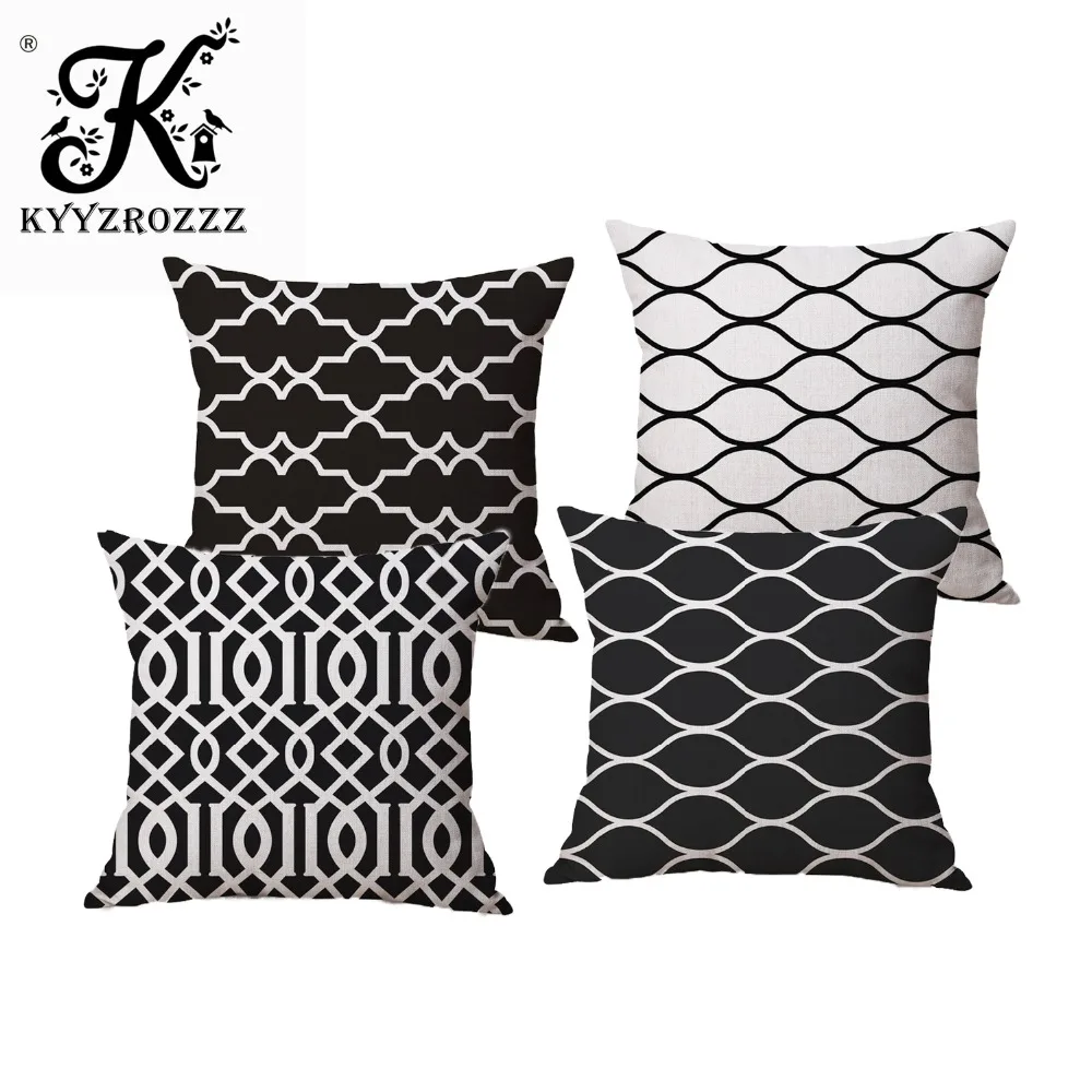 

Fashion High Quality Cotton Linen Nordic Simple White Black Car Decorative Throw Pillow Case Cushion Cover Sofa Home Decor
