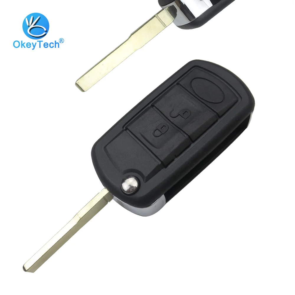 

OkeyTech 3 Button Flip Folding Remote Key Shell Blade Replacement Cover Case Fob for Land Rover Range Rover Sport LR3 Discovery