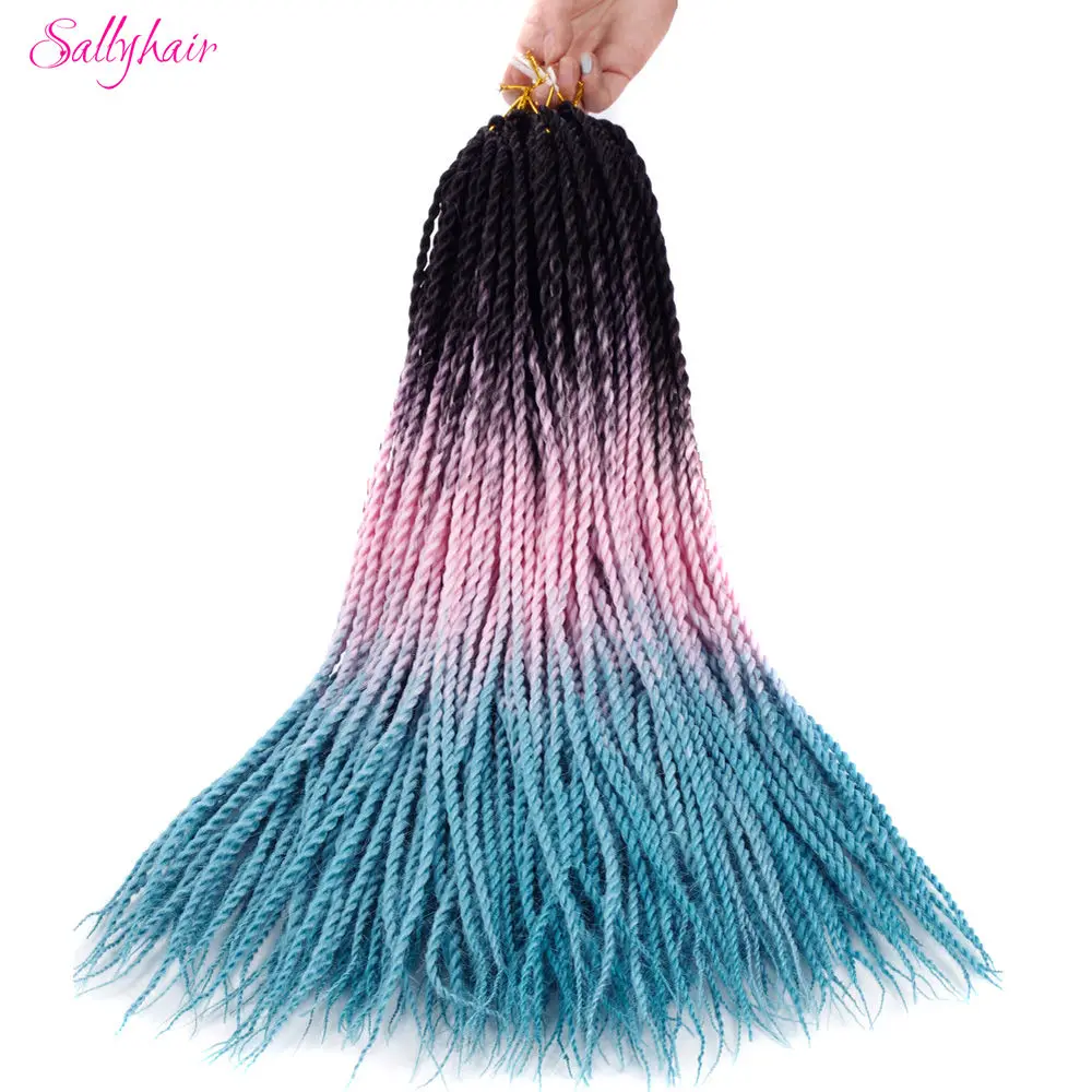 Sallyhair, 24 дюйма, 20 прядей, Омбре, цвет, сенегаль, закрученные косички, волосы для наращивания, высокая температура, синтетические, вязанные, косички