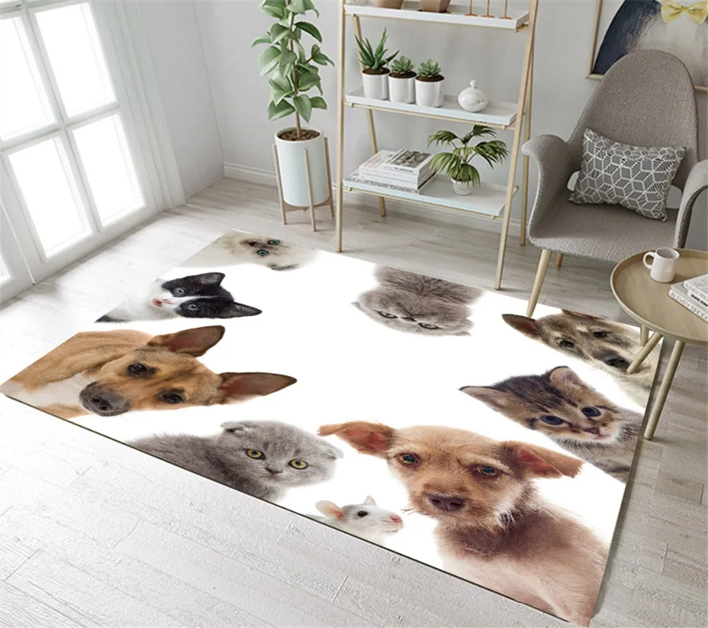 

Home Children's Room Floor Cushion Kitchen Area Rugs Bathroom Carpets Non-Slip Mat Lovely Dogs Cats Hamster Lidless Staring Eyes