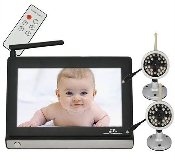 2.4GHz 7'' LCD Wireless Night Vision Video Camera Baby Monitor Vigilabebes and 2 Cameras Remote Control Nany Babysitter