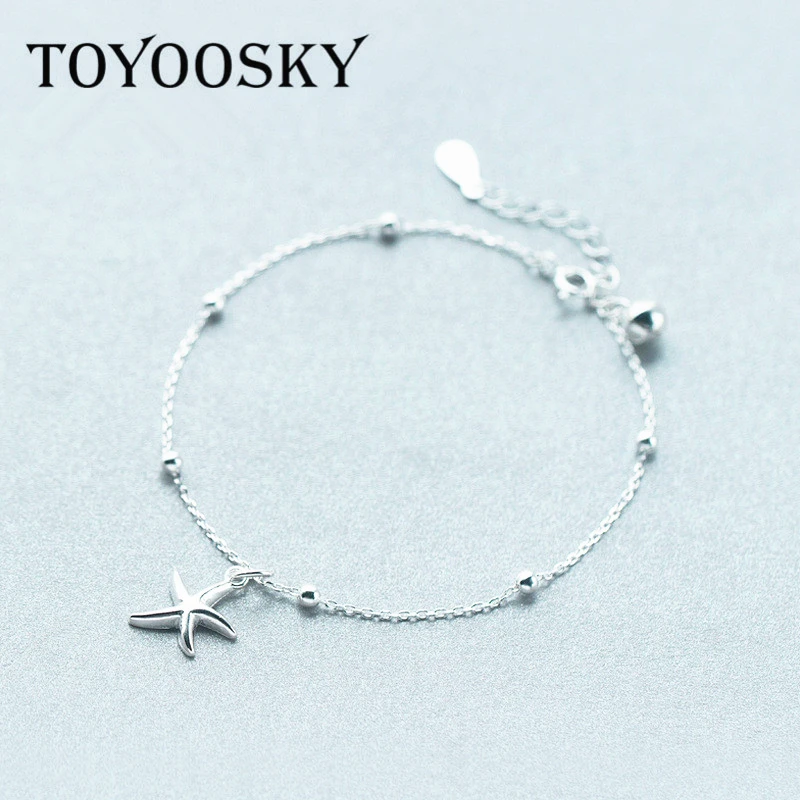 TOYOOSKY настоящий серебряный колокольчик Звезда Подвески Морская звезда браслеты Морская звезда очаровательный браслет женские модные ювелирные изделия