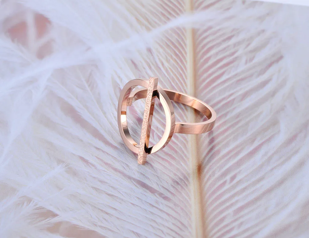 Lokaer OL Design Fashion Stainless Steel Ring Rose Gold Color Geometric Engagement Wedding Rings For Women Jewelry Anillo R19008 wedding rings finger rings fashion rings engagement rings fashion ring stainless steel rings metal rings gold rings