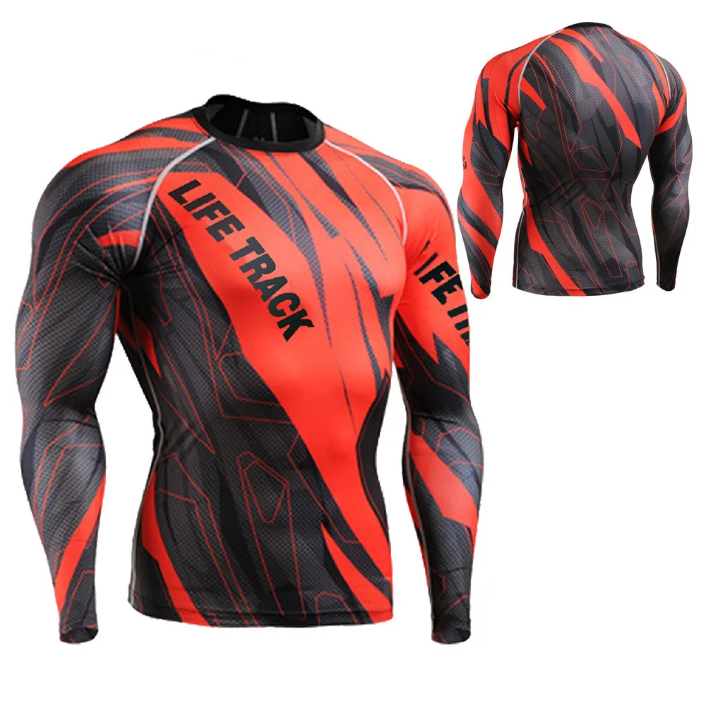 

SPLINTERS Full Technical Graphic Fitness & Exercise Compression Base Layer Tights Weightlifting Bodybuilding Gym MMA Tops Shirt