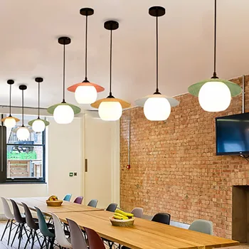 

YWXLight E27 Glass Mushroom Chandelier Restaurant Bar Milk Tea Clothing Store Single Creative Lighting Chandelier AC 85-265V