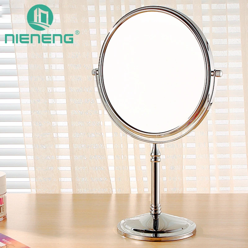 

Nieneng Bathroom 6 Inch Cosmetic Mirror with Light 3X Stainless Steel Makeup Mirror with Light Table Stand Mirror ICD60520