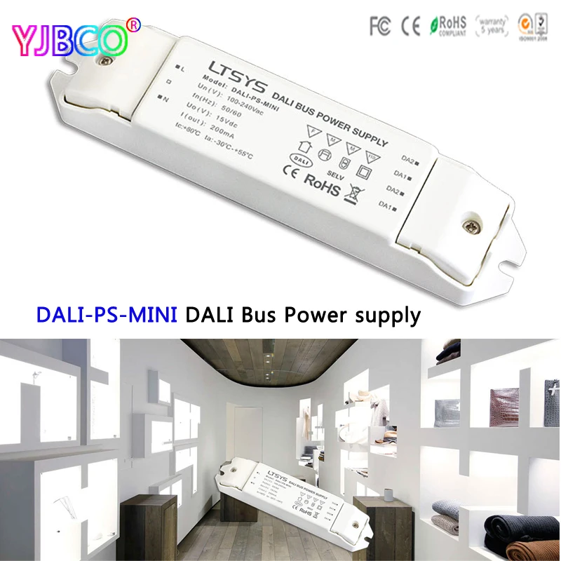 Светодио дный контроллер DALI-PS-MINI; DALI шины Мощность питания; AC100-240V вход, 15VDC 200MA выходной интерфейс DALI для управления диммерами для светодио