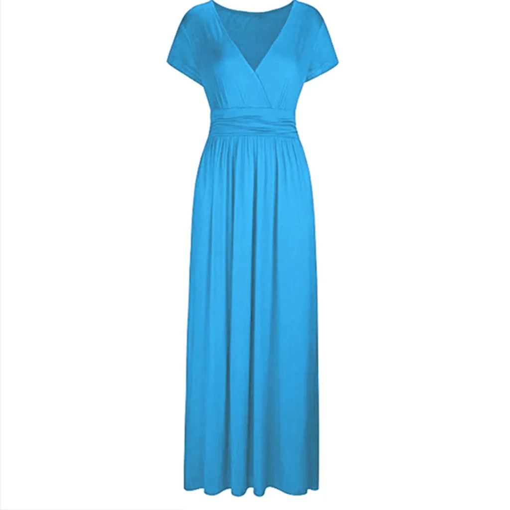 CHAMSGEND женское однотонное платье без рукавов с карманами элегантная юбка Повседневная модная элегантная свободная пляжная юбка - Цвет: Синий