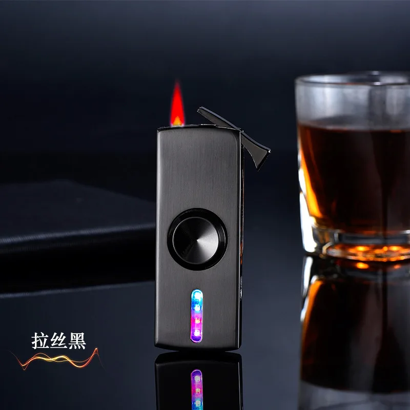 Слоновая кость Fingertip gyro Inflatable lighter Fashion cigarette Metal lighters Windproof smoking Grinding Wheel Lighter Outdoor Tools - Цвет: Слоновая кость