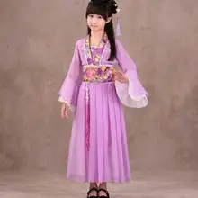 Китайский народный танцевальный костюм для девочек, феи ханьфу, костюм Тан, платье принцессы, костюм Guzheng