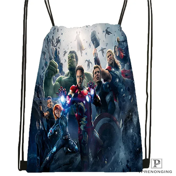 На заказ Мстители из комиксов Marvel Drawstring рюкзак сумка для мужчин и женщин милый рюкзак дети ранец(черная спинка) 31x40 см#180531-01-42 - Цвет: Drawstring Backpack