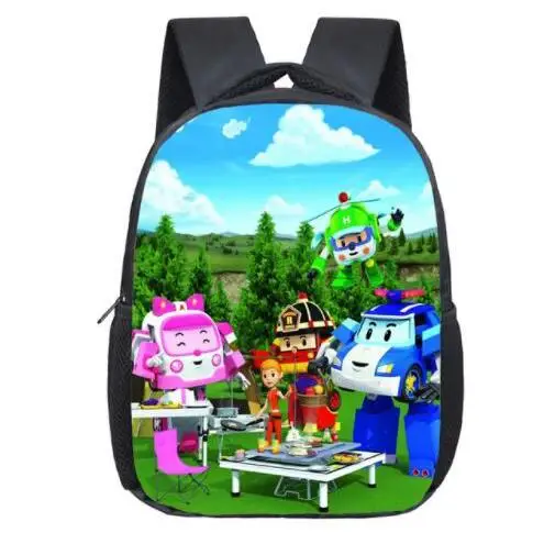 Picture color Школьные рюкзаки для мальчиков аниме детский сад сумка Дорожная Рюкзак Лидер продаж мультфильм детей школьные ранцы автомобиль поли дети 12 дюймов Рюкзак - Цвет: Picture color