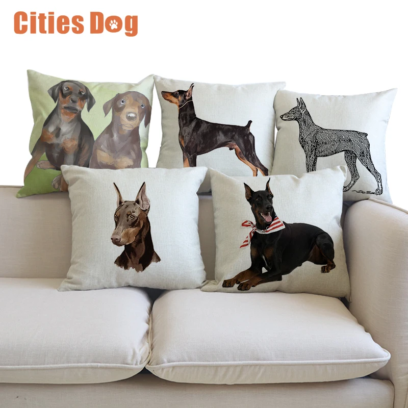 Декоративные подушки в виде животных и собак льняные для дивана 45 см|decorative