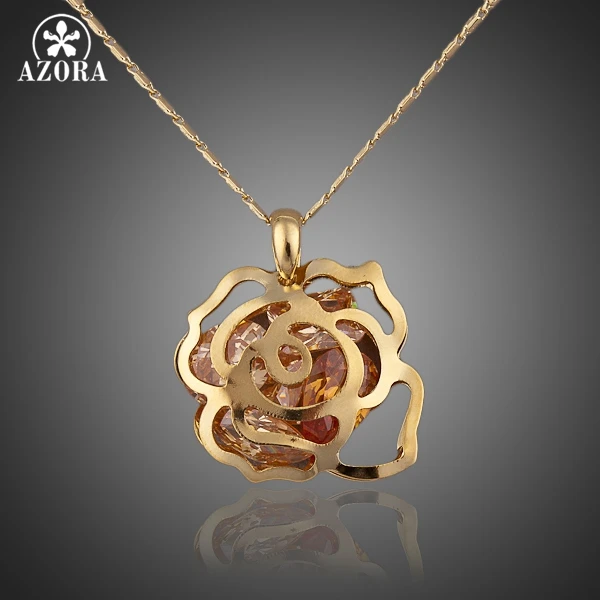 

AZORA NEW Glittering Water Drop Cubic Zircon Paved Pendant Necklace TN0053