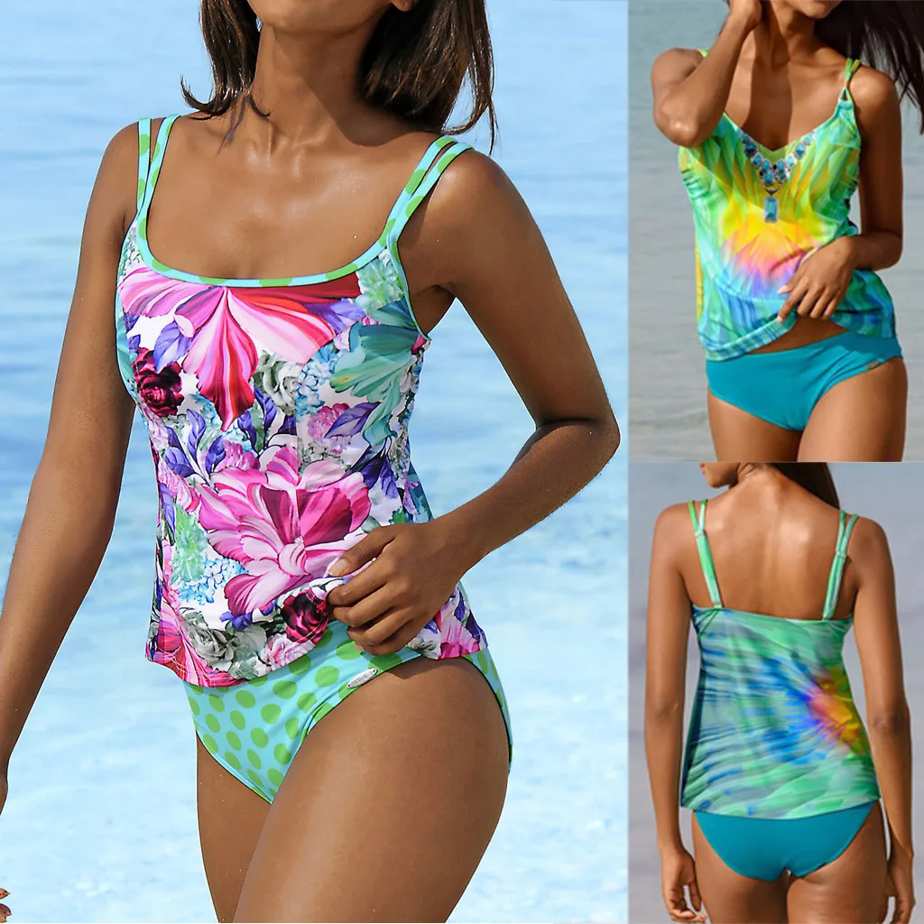 New Upgrade Women Strappy Tankini Swimsuit Swimwear Padded Bikini Beachwear Swimming Costume Biquinis Feminino 2019 Wholesale Bikini Set Women S Clothing Aliexpress