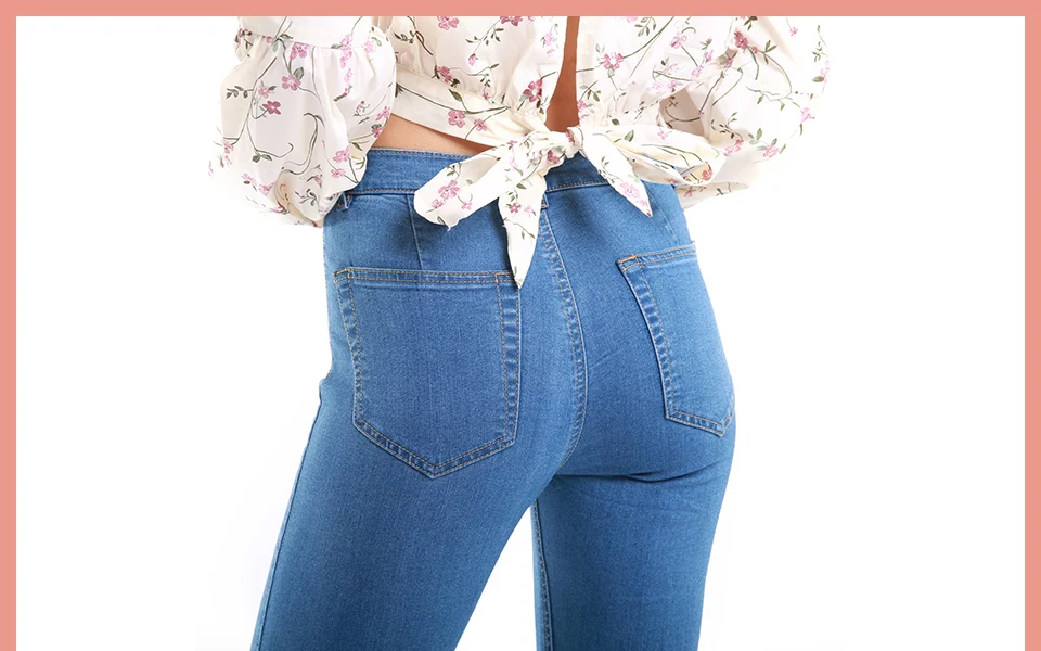Женские джинсовые узкие брюки стрейч с высокой талией потертые синие тонкие эластичные женские джинсы