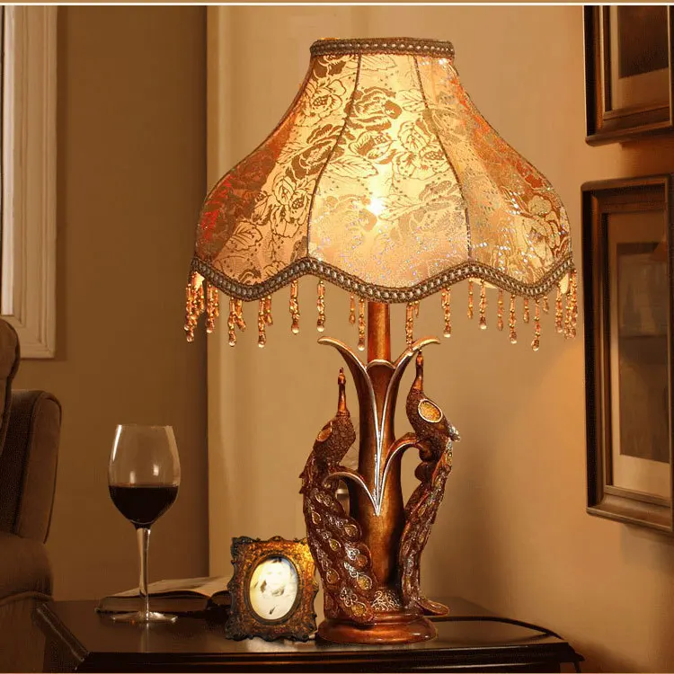 TUDA Европейская креативная двойная статуя павлина, смоляная настольная лампа для гостиной, настольная лампа для спальни, прикроватная лампа 220 В для ламп E27