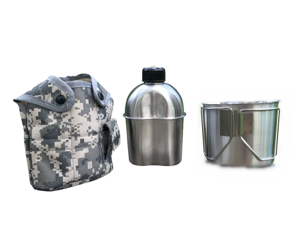 Jolmo Lander G.I. Type Stainless Steel Canteen with Cup and Cover
