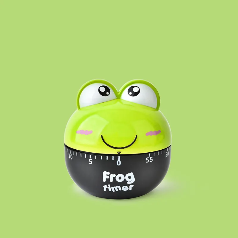 Креативный механический таймер для кухни с милыми лягушками, 60 минут, таймер с циферблатом, напоминание для магазина, дома, кухни, гаджет, подарок - Цвет: Green Frog