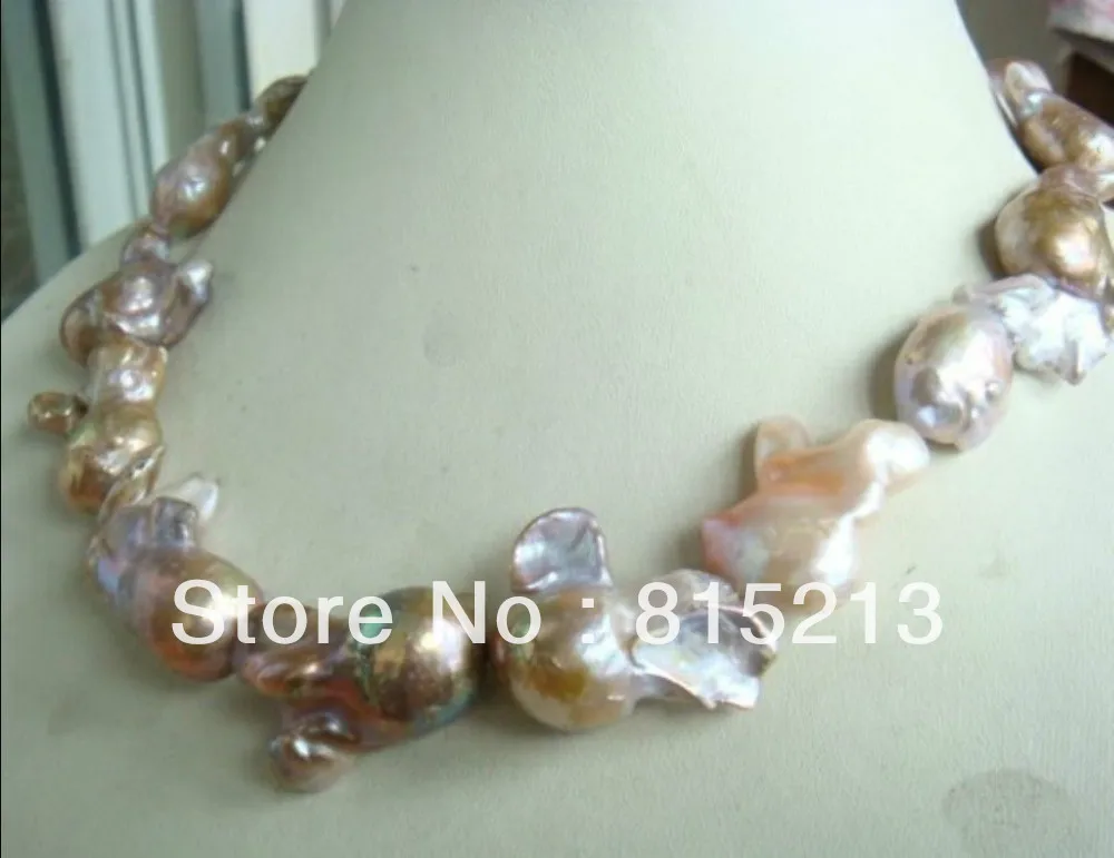 

N459 25-30mm natural Australian south sea gold pink purple pearl necklace 18'' 4KG % Discount AAA