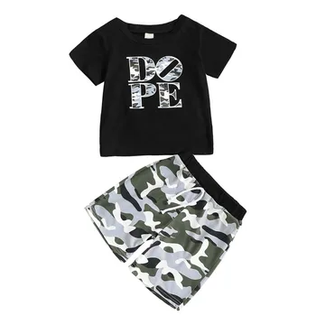 

0-3T New Born Baby Clothes 2pcs Set Short Sleeve Tshirt For Boys Camouflage Pants Legging Baby Boys Clothes Newborn Set 1