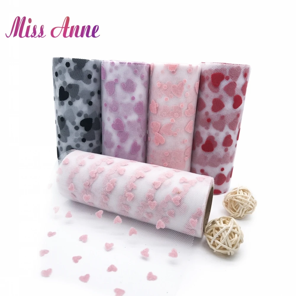 

Love Heart Tulle Roll 6 Inch 15cm 10Yards Tutu Fabric Wedding Decoration Sewing Mesh Fabric DIY Organza Tutu Skirt Accessories